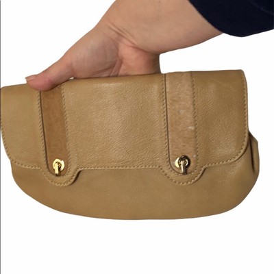 BUTI Italian Leather Clutch  Shoulder Bag in beige