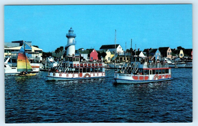 MARINA del REY, CA ~ Fisherman's Village MARINA BELLE & SHOWBOAT c1970s Postcard