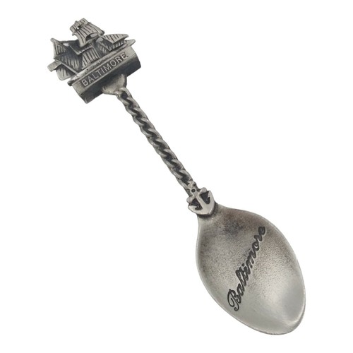 Vintage Baltimore Maryland Boat Pewter Souvenir Spoon US State Collectible