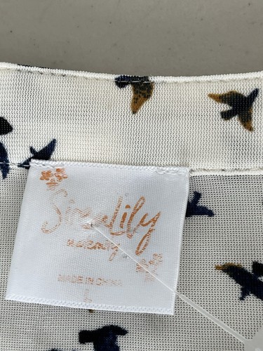 SIREN LILY MATERNITY Ivory Bird Print Elastic Drawstring Waist Dress Size L - Picture 10 of 16