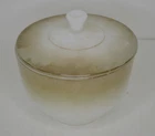 Vintage Federal Glass Mesa Moss Milk Glass Grease Jar Metallic Brown Ombre 6"