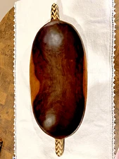 Wooden Serving Bowl Trencher 19" African Motif