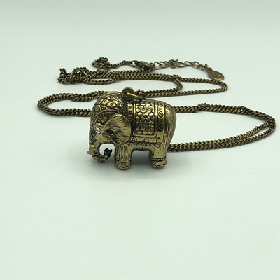 ACCESSORIZE Elephant Pendant Necklace Bronze Tone Christmas Gift