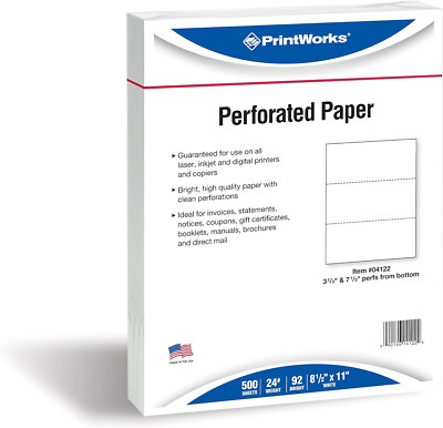 Professional Perforated Paper for Statements, Invoices, Gift Certificates, Coupo