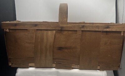 Splint Weave Wood Basket Country Primitive Fruit Basket Gathering Vintage Big!