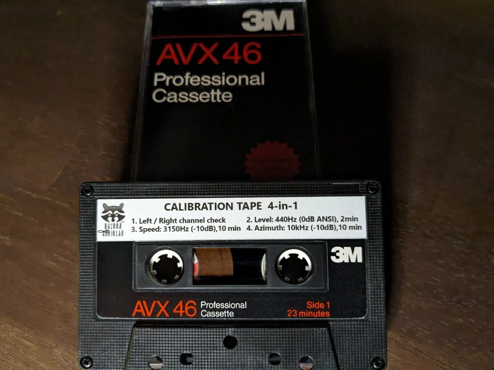 Cinta de casete de audio de prueba/calibración AVX46 4 en 1: L/R, nivel, velocidad, acimut Foto 2 de 4