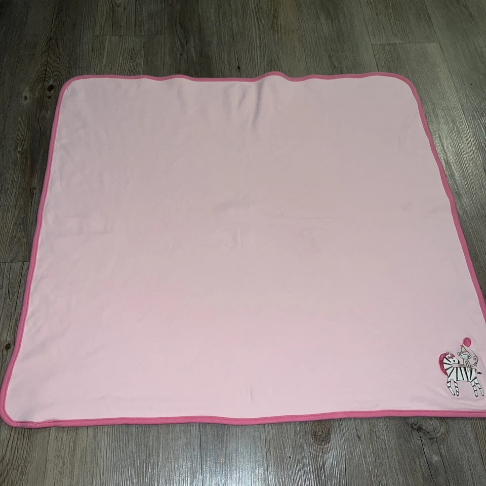 Gymboree Receiving Blanket 2010 RARE Pink Baby Girl Zebra Monkey Balloons Lovie - Image 4 of 4