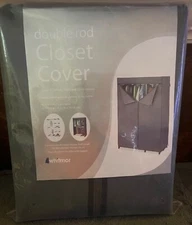 Wardrobe Cover Double Rod Closet Zipper Gray Clothes Protect Bedroom Whitmor Fit