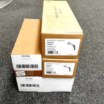lot of 4 plumbing trims Cal Faucets Pop up+1&1/4 p trap kit+Samuel heath spouts