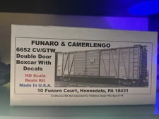 HO Funaro & Camerlengo #6652 CV/GTW Double Door Wood Boxcar Resin Kit
