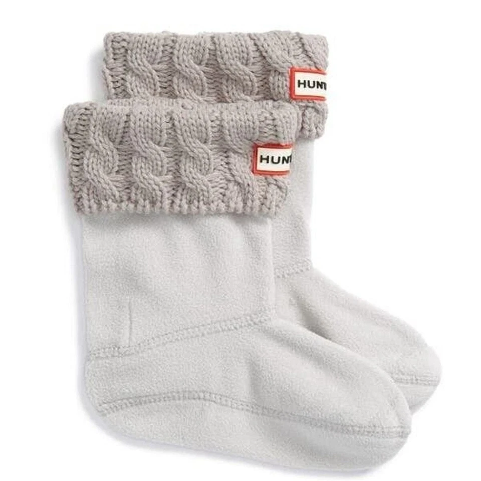 Hunter Boot Socks Tall Cable Knit Fleece Youth XL Tall Greige (grey/beige) - Image 2 of 4