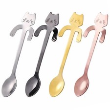 Cat Spoon Coffee Teaspoon Stainless Steel Hanging Cup Tea Spoon Dessert Scoop
