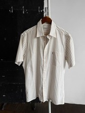Yves Saint Laurent YSL Striped Button Shirt Short Sleeve Vintage Logo Size - L