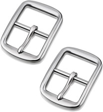 2 Pcs 1.5 Inch Buckles Stainless Steel Square Belt Buckles for Men Wide Heavy Du