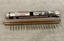 Vintage Tie Rack Wooden Wall Mount 36 Hook Organizer Metal Oak Wood Original Box