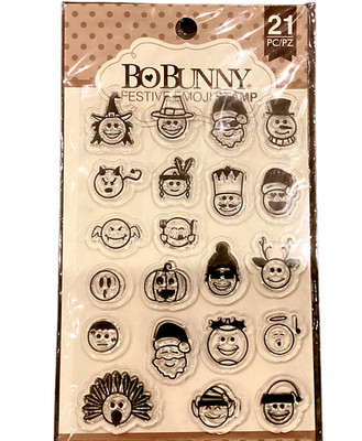 Holiday Clear Stamps Emojis Pumpkin Witch Pilgrim Turkey Santa Snowman Set of 21