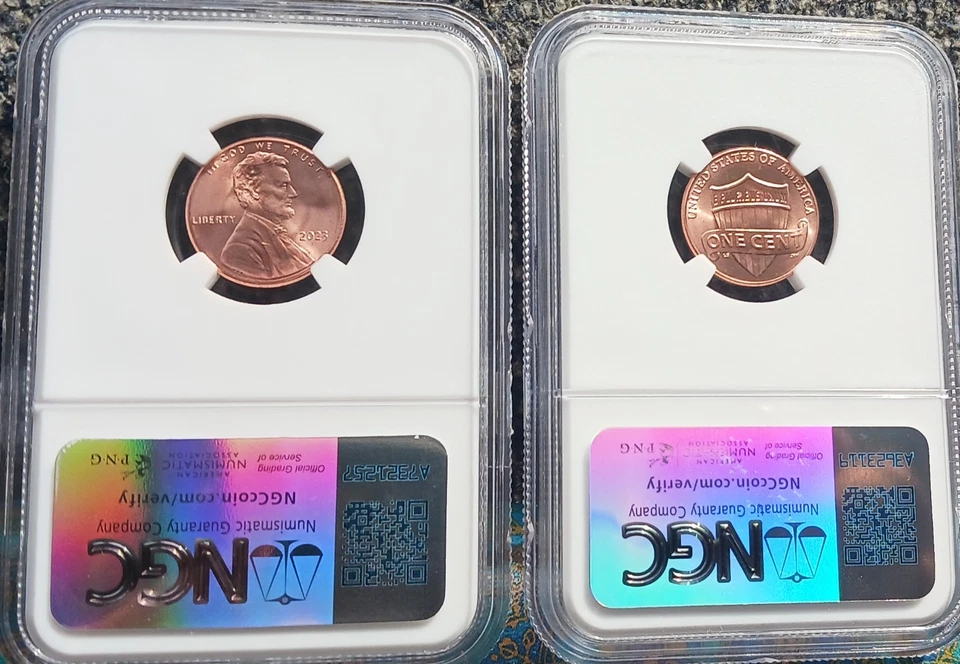 2023 NGC MS66 rojo Lincoln extra V VDB error centavo raro + regular MS67 Foto 2 de 4