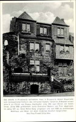 Postcard Boppard on the Rhine, wine house Römerburg, bes. Frau Friedel Götze - 4296294