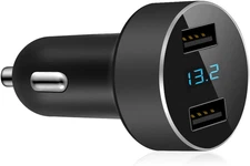 2 USB Car Charger,12V/24V Voltage Meter, Output 4.8A, Cigarette Lighter Plug Ada