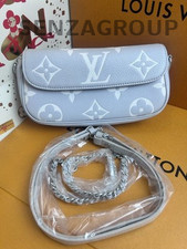 Louis Vuitton Ivy Monogram Grey Silver Chain Shoulder Bag Women Classic