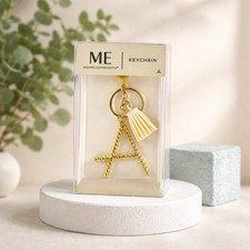 Modern Expressions Gold Cream 'A' Initial Keychain NEW In Box Accessory Keys