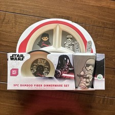 Star Wars Bamboo Fiber Dinnerware Plate Bowl Cup Fork Knife Set Darth Vader 5pc