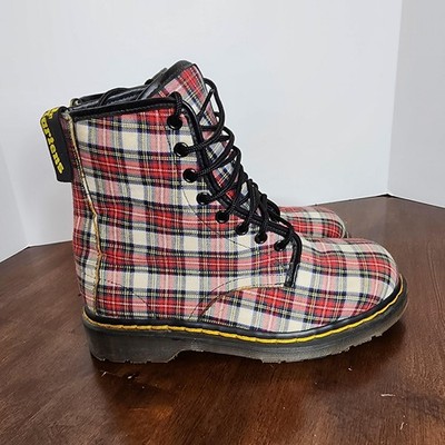 Martens Boots Womens Size UK Red Tartan Plaid Made in