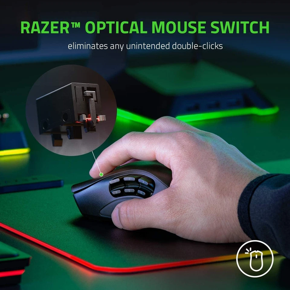 Razer Naga Pro Wireless Gaming Maus 19 Tasten Focus+ 20K DPI USB Schwarz - Bild 3 von 4