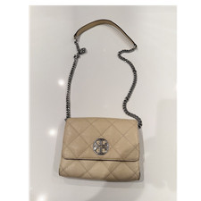 Tory Burch Cream Quilted Crossbody Bag with C...