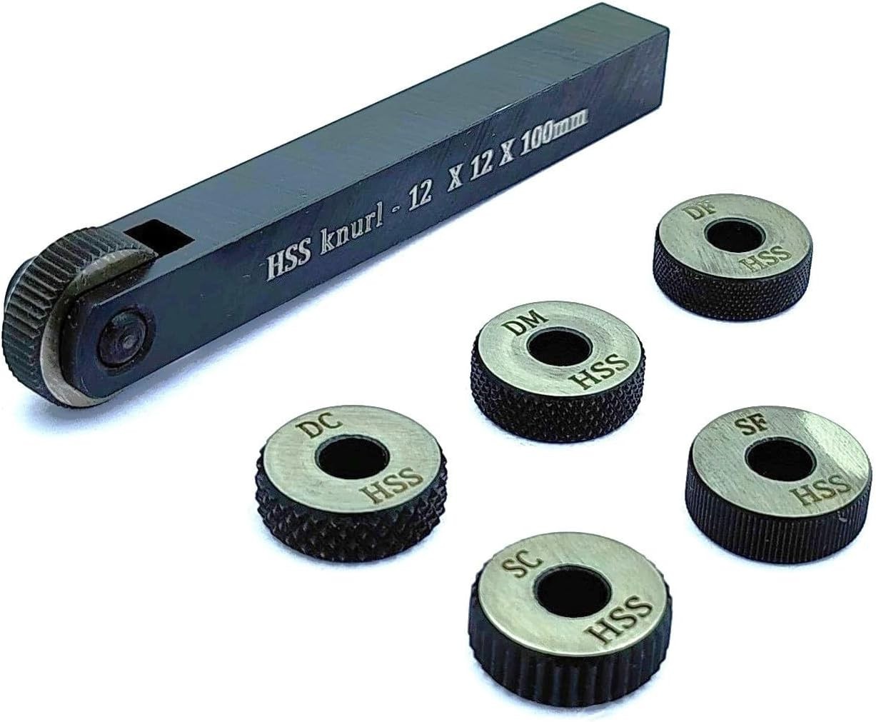 Single Wheel Knurling Tool Holder 12x12x100mm with 5 HSS Knurls