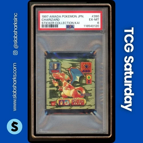 1997 AMADA POKEMON JAPANESE STICKER COLLECTION KAI #390 CHARIZARD PSA 6