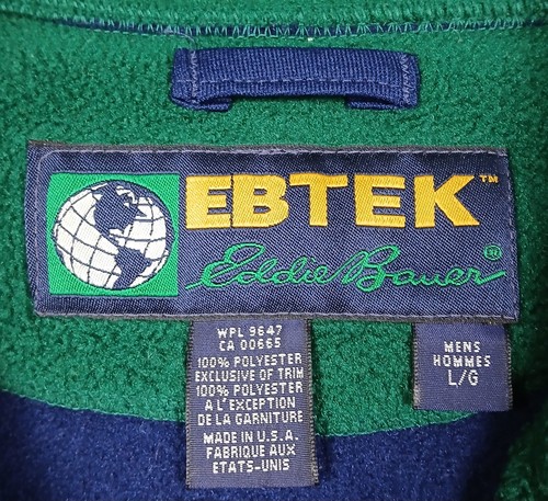 Vintage Eddie Bauer Ebtek Fleece Vest Striped Full Zip Mock Neck Mens Large - Picture 3 of 6