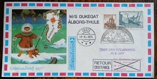 Grönland Arktisbeleg 1977 THULE 18.8.1977 befördert über Polarkreis MS Dukegat