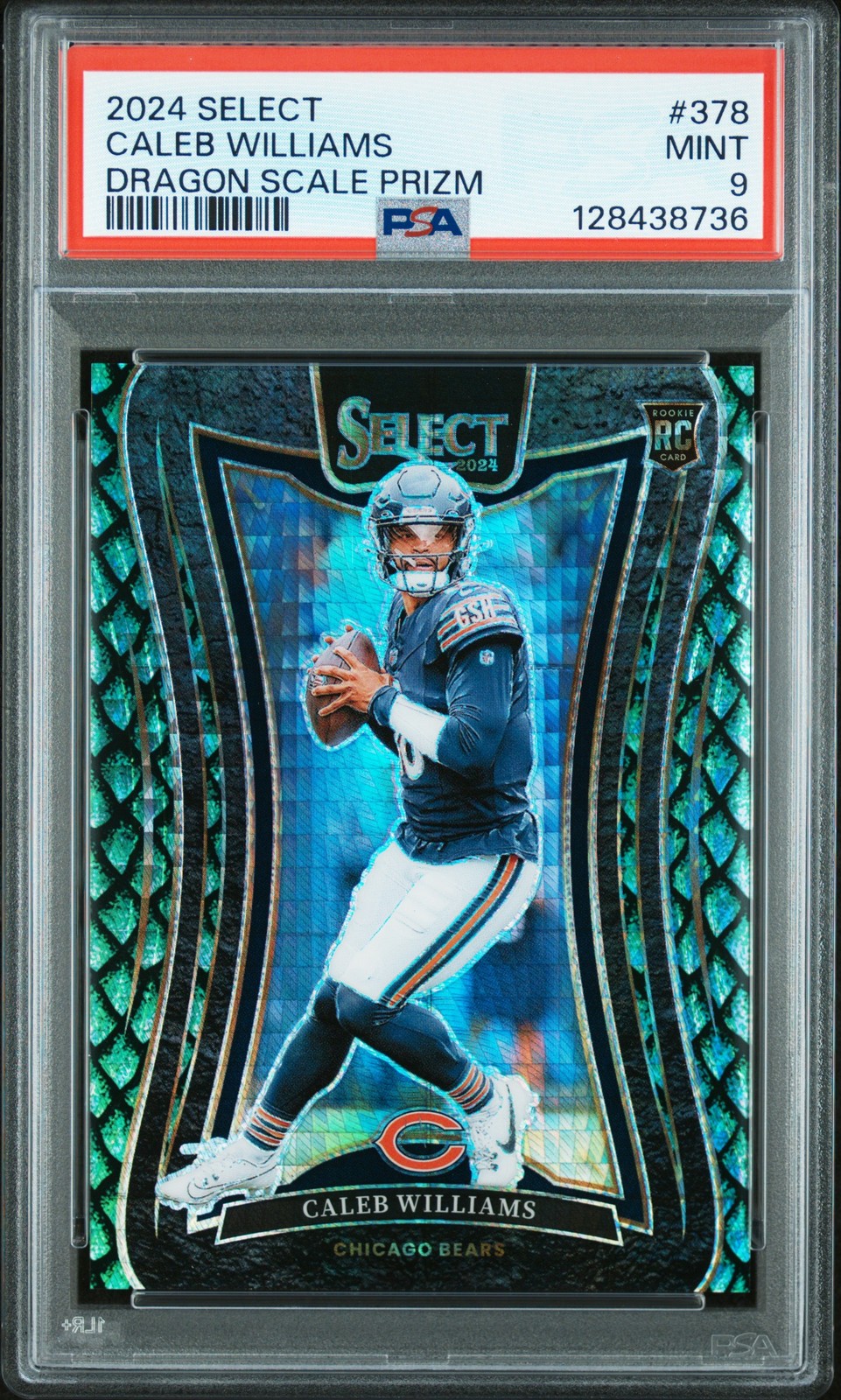 2024 PANINI SELECT DRAGON SCALE PRIZM #378 CALEB WILLIAMS 17/81 PSA 9