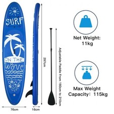 297cm (10ft) Inflatable Stand Up Paddle Board SUP Surfboard Non-Slip Water Sport