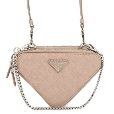 PRADA Saffiano Leather Triangle 2-Way Shoulder Bag Leather Jasmin Flower 1NR015