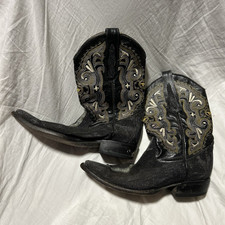 Corre Caminos Women?s 7.5 Black Western Cowboy Boots Gold/Silver Embroidery