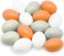 15 Pcs Wooden Fake Eggs,3 Colors Wood Eggs,Fake Chicken Eggs,Dummy Eggs Help Lay
