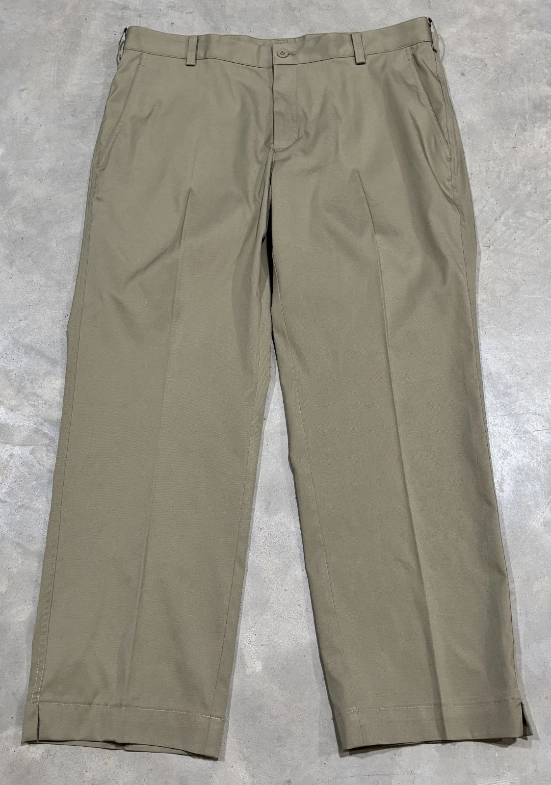 Nike Golf Dri Fit Flat Front Straight Leg Pants Mens 34x27 Beige Stretch