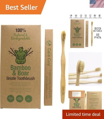 Sustainable Bamboo Toothbrushes with Boar Bristles   Zero Waste 12-Piece Bundle