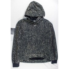 Nike Girls Fleece Hoodie Black w/Gold AOP Size XL