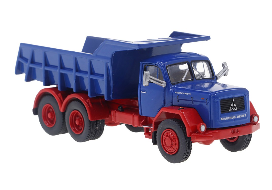 Brekina 83303 Magirus Jupiter Kipper, blau/rot, Bj.1960, 1:87 , NEU - Modellauto