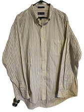 Chaps Shirt Size XL 17-17.5 34-35 Wrinkle Free Twill LS Blue  Yellow Stripe