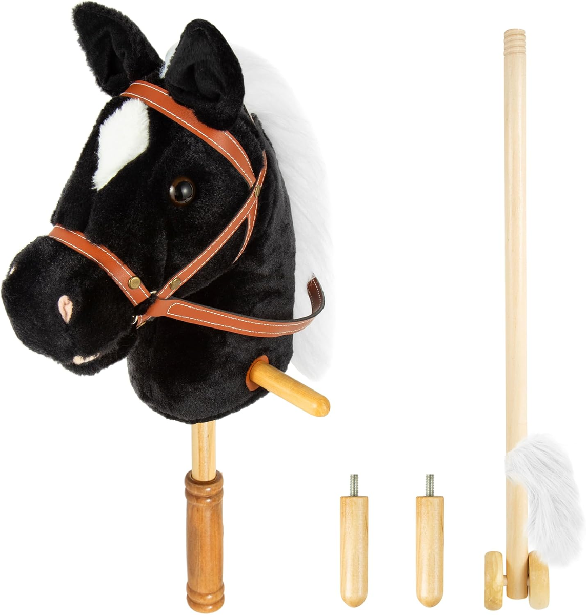 Stick Hobby Horse Riding Toy, Plush Horse for Toddlers Ages 3+