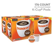 Dunkin' Donuts Original Blend Coffee Medium Roast Keurig K Cup Pods - 176 Counts