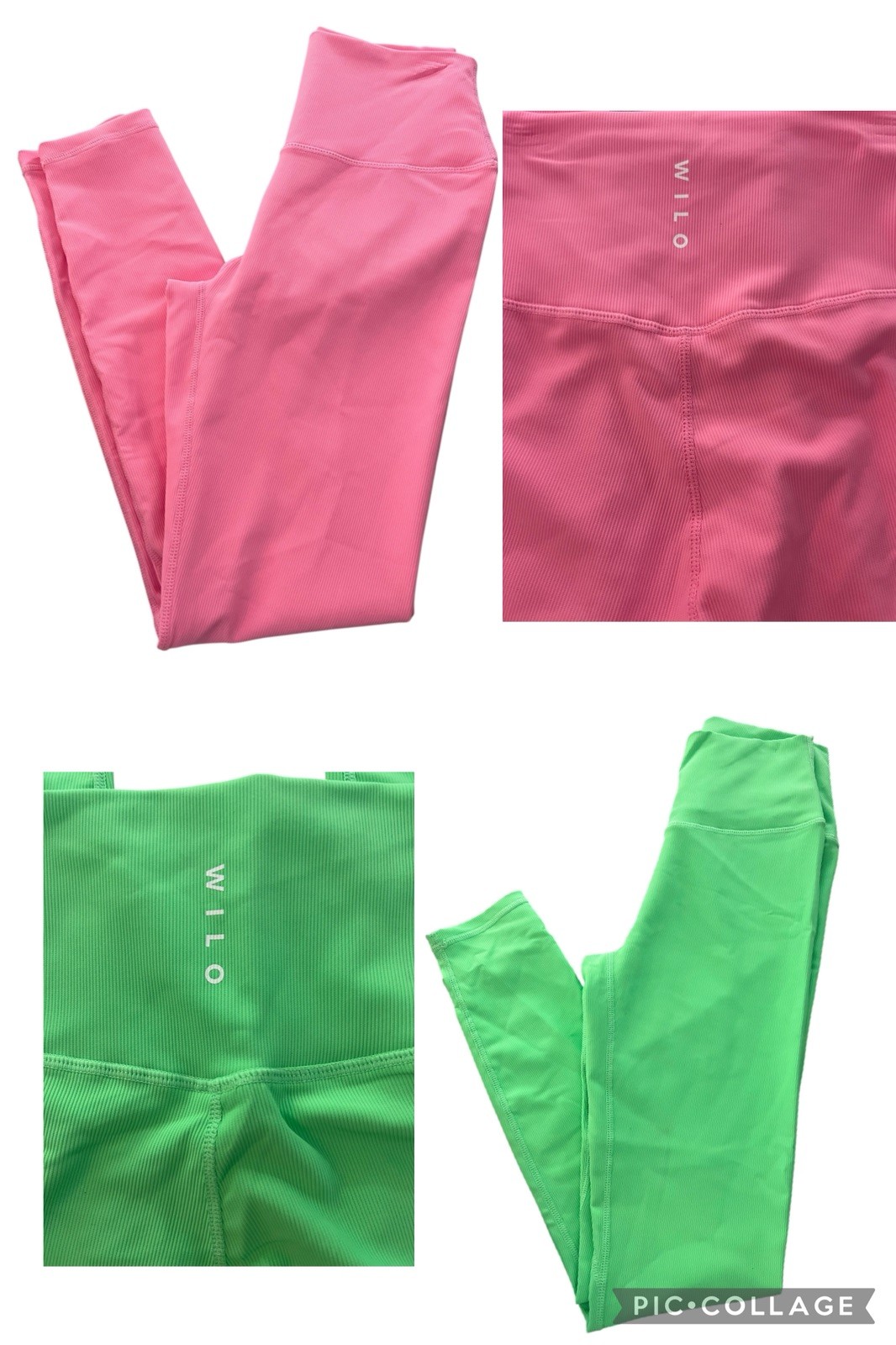 Wilo The Label Ribbed High Rise Leggings Size S - 2 Pair Bundle Pink & Lime NWOT