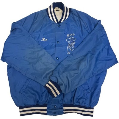 Vintage 80 s Don Alleson Athletic Blue Bomber Jacket Dixie Rebels White Striped