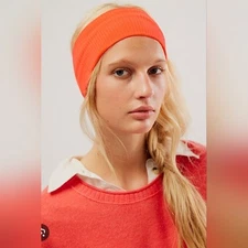 Free People Super Wide Soft Headband Neon Orange NWT
