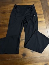 Euc Desol Flare Pants High Waist Black Leggings with Pockets Zipper Pkt Size Med