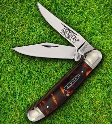 Marbles Copperhead Pocket Knife Stainless Blades Immitation Tortoise Handle